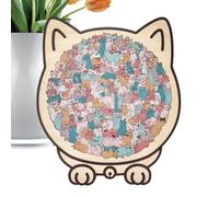 Puzzle de madera en forma de gato - Puzzle con 135 piezas y escultura animal - Juguete para combatir el aburrimiento - Para adultos, niños, mujeres, amantes de los gatos, hogar, Halloween, Navidad