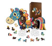 Puzzle de madera, juguete educativo en forma de caballo, para familia, abuelos y nietos, para viajes, avión, familia, abuelos, nietos