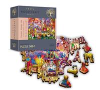 Puzzle De Madera - Magic World - 500 + 1 Elementos, Artesanía En Madera, Formas Irregulares, 50 Figuras De Símbolos Y Monumentos Franceses, Rompecabezas Moderno