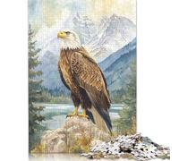 Puzzle de madera para adultos, 1000 piezas, águila calva, vista a la montaña, rompecabezas cuadrado para niños, juegos familiares, 1000 piezas (75 x 50 cm)
