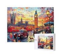 Puzzle de Madera para Adultos 1000 Piezas - Londres Vista de la Calle, Obra de Arte de Juego de Rompecabezas para Adultos, Puzzle de Impresión de Alta Definición Multicolor, Creativo Regalo d-465