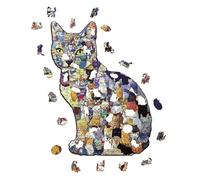 Puzzle de madera para adultos - 183 piezas en forma de animal | Puzzle de madera en forma de gato - para cumpleaños, Navidad o ocio