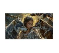 Puzzle de Madera para Adultos 2444 Piezas - Koi Girl Wolf, Obra de Arte de Juego de Rompecabezas para Adultos, Puzzle de Impresión de Alta Definición Multicolor, Pasatiempo Creativo Regalo b-561