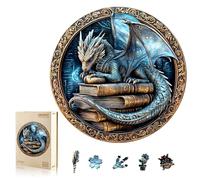 Puzzle de madera para adultos, 300 piezas, diseño de dragón antiguo | Rompecabezas de forma de animal única irregular, exquisito regalo de cumpleaños para adultos (34 x 34 cm)