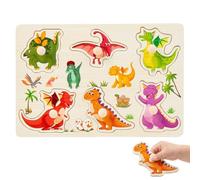 Puzzle de Madera para Bebé 1 2 Años, Rompecabezas de Dinosaurios con Mango, Juguetes Montessori Educativos para Niños y Niñas, Regalo Infantil Aprendizaje Temprano, 22.3x15cm