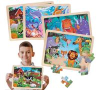 Puzzle de Madera para Niños, 4 Tableros de Animales de 24 Piezas