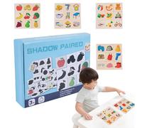 Puzzle de madera para niños pequeños, servir durante mucho tiempo - Formación Animal Crowd Shadow Shape - Shadow Matching Games para niñas y niños preescolares
