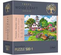Trefl 500 + 1 Elementos, Wood Craft, Formas Irregulares, 50 Figuras Adventureras, Premium Moderno, DIY, para Adultos Y Niños A Partir De 12 Años Puzzle de Madera, Color Refugio de Verano