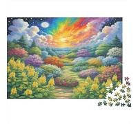 Puzzle de Madreselva 1000 Piezas Camino con Flores bajo el Sol, la Luna y el arcoíris para Adultos y niños - Regalo Divertido & Actividad en casa, Decoración Mural 70x50cm/1000 Piezas