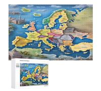 Puzzle de mapa de Europa de 1000 piezas para adultos, rompecabezas imposible, juego de habilidad para toda la familia, puzzle de madera para niños (75 x 50 cm)