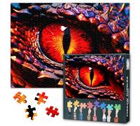 Puzzle de ojo de dragón de 1000 piezas para adultos, diseño rojo magma, un rompecabezas desafiante de 50 x 70 cm, arte de fantasía premium para familias y fans de dragones