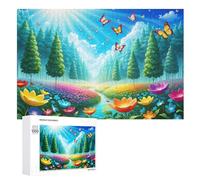 Puzzle de paisaje de mariposa para adultos, 1000 piezas, tablero reciclado de alta calidad, para aprender, juguetes educativos, juegos familiares, puzzle de madera para niños (75 x 50 cm)