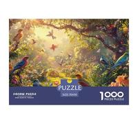 Puzzle de pájaros de 1000 piezas, rompecabezas de bosque de flores, un desafiante rompecabezas, 100% cartón reciclado, para toda la familia, 70 x 50 cm, 1000 unidades