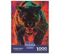 Puzzle de pantera negra de 1000 piezas, rompecabezas de neón para aliviar el estrés, rompecabezas familiar, 100% cartón reciclado, regalos para mujeres, hombres, 52 x 38 cm, 1000 unidades
