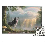 Puzzle de Papel 1000 Piezas Lobo Bosque para Adultos Rompecabezas Animal Paisaje Decoración de Pared Educativo 52x38cm/1000pcs