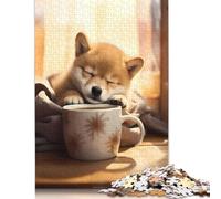 Puzzle de papel Shiba Inu Coffee Puppy Dog 1000 piezas Rompecabezas creativo rectangular grande juego de rompecabezas para familias obra de arte para adultos adolescentes 1000 piezas (75x50 cm)