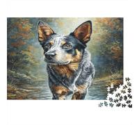 Puzzle de Perro Mascota Bonito 1000 Piezas Australian Cattle Dog Junto a una Escena acuática para Adultos - Regalo Divertido & Actividad en casa, Decoración Mural, Regalo 52x38cm/1000 Piezas
