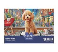 Puzzle de Poodle de 1000 Piezas Papel Reciclado Cachorro en Hoverboard Escena Interior Festiva para Adultos Juego Educativo Desafío Decoración de Pared Regalo 38x26cm