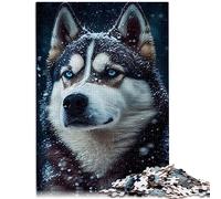 Puzzle de retrato Husky para adultos, 1000 piezas, tabla de reciclaje premium, regalo de cumpleaños para adultos, niños y niñas, 26 x 37 cm