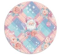 Puzzle de Santa Claus 1000 piezas Rompecabezas redondos copos de nieve rosas, decoración del hogar para adolescentes y adultos, 1000 unidades (67,5 x 67,5 cm)