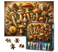 Puzzle de setas dibujadas a mano, 1000 piezas, variedad de setas del bosque, 50 x 70 cm, edición botánica de coleccionista para adultos y amantes de la naturaleza