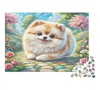 Puzzle de Shih Tzu 1000 Piezas Pomeranio Esponjoso Entre Flores Coloridas - Puzzle para Adultos, Regalo Divertido, Actividad en casa, Juego Imposible y difícil para Regalos 70x50cm/1000 Piezas