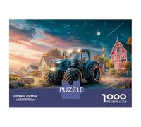 Puzzle de Tractor al atardecer 1000 piezas Rompecabezas de escenario Fantasy Rural Juego de Puzzle Familiar Diversión mientras aprende Cartón 100% reciclado para regalos decorativos 38x26cm/1000
