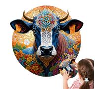 Puzzle de vaca - cubo, madera con diseño de vaca artística Highland en A3/A4/A5, abstracto floral ideal para las horas de relajación de la familia, amigos o como regalo