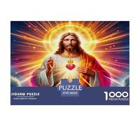 Puzzle Decoración Pared Regalo 1000 Piezas Religión Jesús Sagrado Corazón Vivo Espiritual Papel Reciclado Idea Regalo Adultos 38x26cm