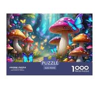 Puzzle Decoración Pared Sendero Jardín Hongos Mágico 1000 Piezas, Escena Bosque Hongos, Idea Papel Reciclable Adultos 70x50cm