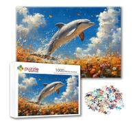 Puzzle Delfín Puzzle 1000 Piezas Animal, Rompecabezas Imposible Desafiante, Adultos Madera Jigsaw, Juegos de Rompecabezas para Toda la Familia con Reducción de Presión, Regalos para Mujeres U-0