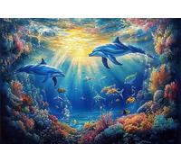 Puzzle Delfín Puzzle 2000 Piezas Coral Rompecabezas Adultos Pieza de Madera Juguete Desafiante, Entretenimiento en Familia Rompecabezas, Gigante Imposible Jigsaw para Decoración del Hogar regalo U-218