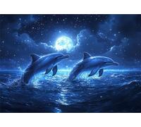 Puzzle Delfín Puzzle 4000 Piezas Luna Rompecabezas Adultos Pieza de Madera Juguete Desafiante, Entretenimiento en Familia Rompecabezas, Gigante Imposible Jigsaw para Decoración del Hogar Regalo U-591