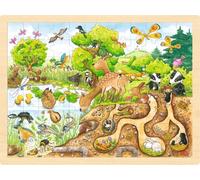 GOKI- Conejo Puzzles de maderaPuzzles de maderaGOKIPuzzle Descubrimiento de la Naturaleza, Multicolor, Large (1)