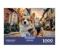 Puzzle Detallado 1000 Piezas Grandes Pequeños - Corgi en Ciudad, Juego Relajante Papel Reciclado, 70x50cm