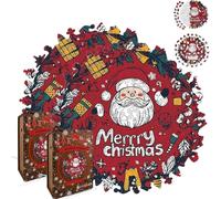 Puzzle di Babbo Natale in Legno da 203 pezzi - Puzzle natalizi unici, irregolari e di Forma irregolare, per adulti e famiglie, gioco a Tema natalizio con scatola portaoggetti (2 PCS)
