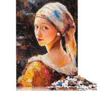 Puzzle di Carta da 1000 pezzi ispirato all'impressionismo, Ragazza con l'orecchino di Perla. Puzzle per attività in famiglia, 38x26 cm/1000 pezzi.
