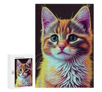 Puzzle difícil para adultos, 300 piezas, retrato de gato colorido, 4 juguetes de rompecabezas, decoración de pared, decoración de pared, regalo de cumpleaños, regalos, 300 unidades