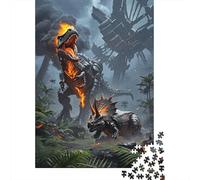 Puzzle Dinosaurio 1000 Piezas para Adultos Juego Relajante De Madera Rompecabezas Dinosaurioio Batalla del Bosque Decorativo Regalo para Hombre 1000pcs (75x50cm)