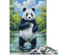 Puzzle Dipinto a Forma di Panda nel fiume, 1000 pezzi, per adulti, Puzzle per adulti e Ragazzi dai 12 Anni in su, 38x26 cm/1000 pezzi
