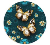 Puzzle diseño floral mariposa 1000 piezas rompecabezas redondo ilustración naturaleza artística rompecabezas imposible regalo decoración del hogar 1000 piezas (67,5 x 67,5 cm)