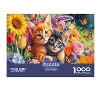 Puzzle Dos Gatitos y una Flor De 1000 Piezas Interesante Rompecabezas Adultos De 1000 Piezas Juego Entretenimiento Creativo 70x50cm/1000pcs