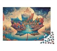 Puzzle Duro Book of Autumn 1000 Piezas Adultos Hoja Arce Bosque Lago Montañas Otoño Premium Grueso Resistente Vibrante Desafiante Alivio Estrés 52x38cm/1000pzs