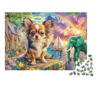 Puzzle Duro Dogs by The Sea 1000 Piezas Adultos Chihuahua Ángel Elefante Arcoíris Premium Grueso Resistente Vibrante Desafiante Alivio Estrés 70x50cm/1000pzs