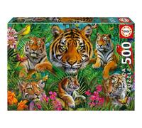 Educa - Jungla de Tigres | Puzzle de 500 Piezas para Adultos. Medidas: 48 x 34 cm. Incluye Cola Fix Puzzle. A Partir de 11 años (19902)