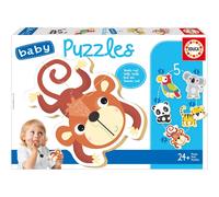 Educa - Baby Puzzles Fauna Salvaje | Set de 5 Baby Puzzles progresivos de 3 a 5 Piezas para Aprender con Diferentes Niveles de dificultad a Medida Que Crecen. Recomendados a Partir de 2 años (19952)
