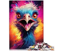 Puzzle educativo Anti-Stress 1000 piezas para adultos, diseño de avestruz, 38,7 x 52,5 cm, con póster y hoja de preguntas y respuestas.