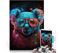 Puzzle educativo de Koala con gafas, 1000 piezas, 50 x 70 cm, con póster a juego y hoja de preguntas