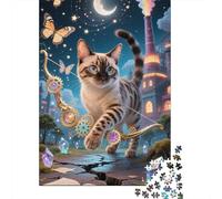 Puzzle Educativo De Madera - 1000 Piezas Gato Gato Bengal | Ideal para Desarrollo De Habilidades Y Diversión En Familia