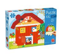 Goula Puzzle XXL Surprise Farm - Rompecabezas Interactivo de Granja con Solapas y Sorpresas Táctiles - 12 Piezas y Solapas de Fieltro - Juego Sensorial Educativo para Niñas y niños - 2 Años +